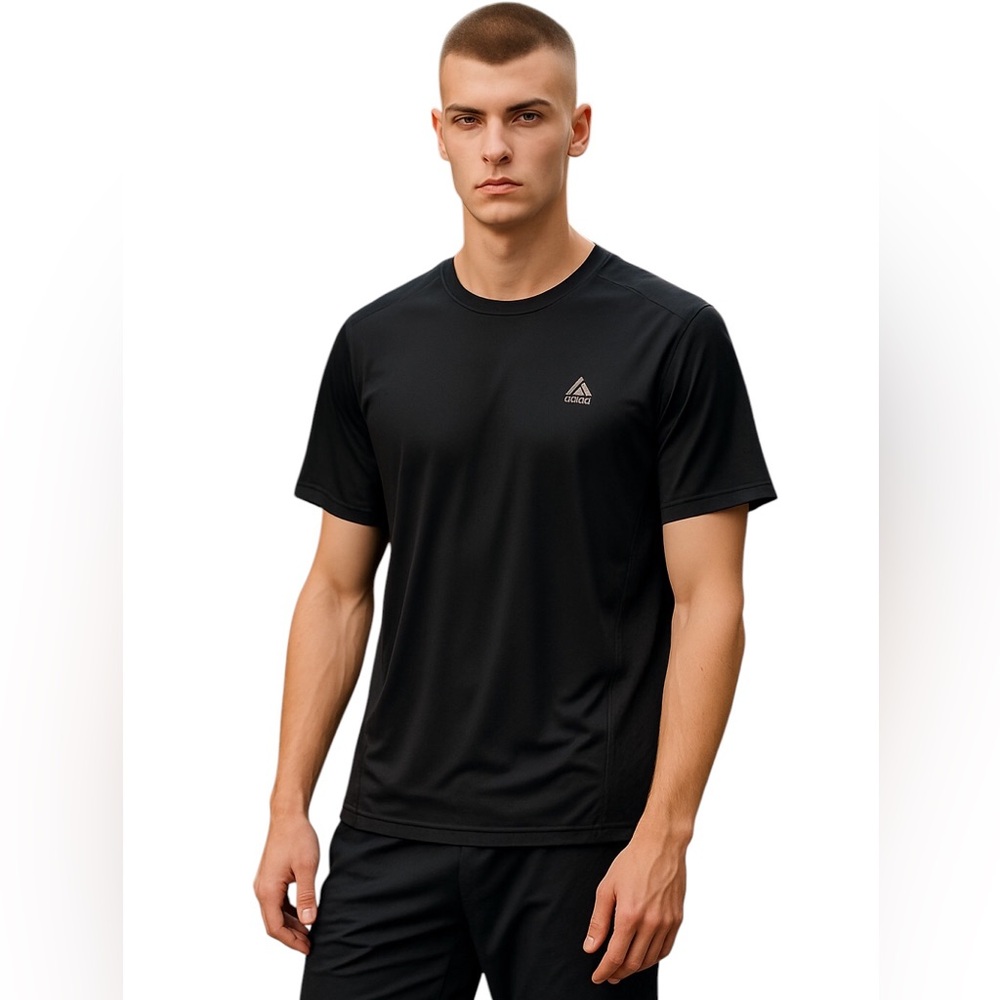 RBX BLACK PERFORMANCE TEE Size L Short  Sleeves Crew Neck Mesh Panels White Logo